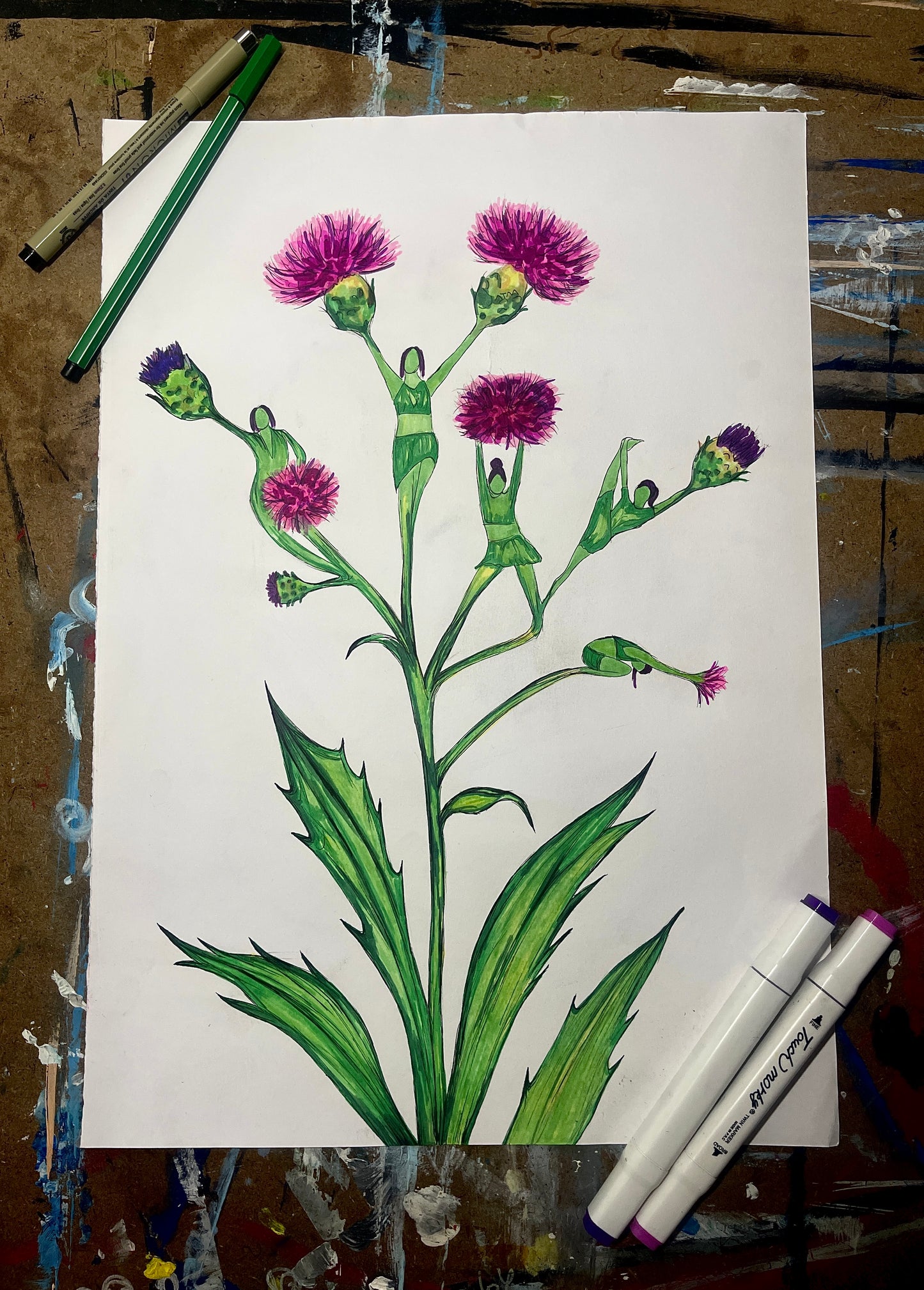 'The Thistles' Original Drawing